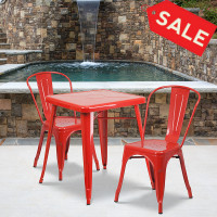 Flash Furniture CH-31330-2-30-RED-GG Metal Table Set in Red